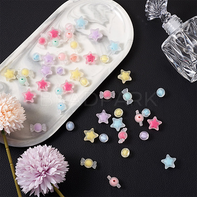 120Pcs 3 Style Transparent Acrylic Beads TACR-BT0001-03-1
