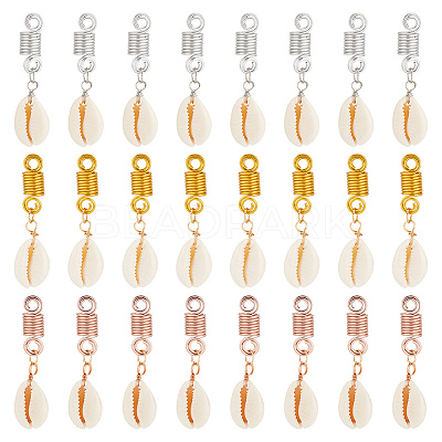 Cowrie Shell Braiding Hair Pendants Decoration OHAR-AB00017-1