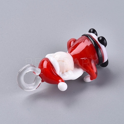 Christmas Handmade Lampwork Pendants LAMP-G141-02-1