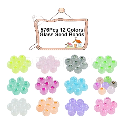 576Pcs 12 Colors Glass Seed Beads SEED-FS0001-25-1