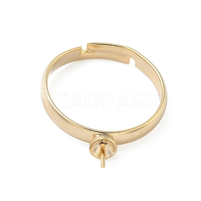 Adjustable Brass Cup Peg Ring Settings For Half-drilled Beads KK-K414-02C-G-1