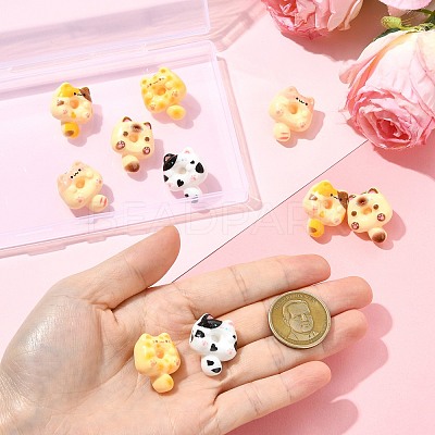 10Pcs 5 Colors Cartoon Cat-shape Doughnut Resin Lapel Pin Backs JEWB-CJ0003-07-1