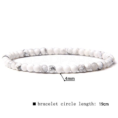 4mm Round Natural & Synthetic Mixed Gemstone Beads Bracelet for Men KG3069-M-1