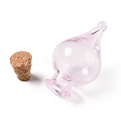 Teardrop Glass Cork Bottles Ornament LS-AJEW-A039-01J-1