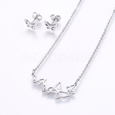 Tarnish Resistant 304 Stainless Steel Jewelry Sets SJEW-O090-14P-1