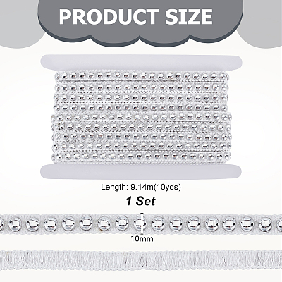 10 Yards Polyester with ABS Plastic Half Round Bead Lace Trim OCOR-GA0002-76B-1