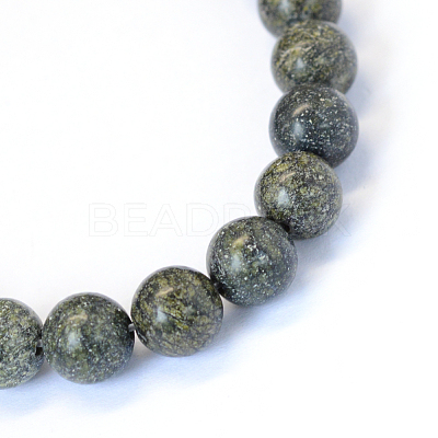 Natural Serpentine/Green Lace Stone Round Bead Strands X-G-E334-8mm-14-1