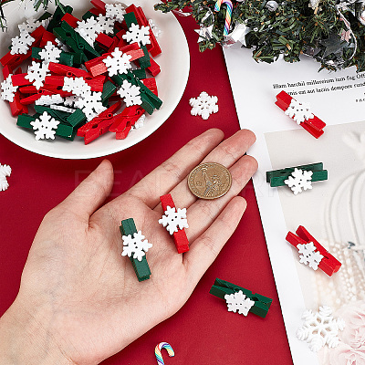 100Pcs 2 Colors Dyed Wooden Craft Pegs Clips DIY-CP0008-76-1