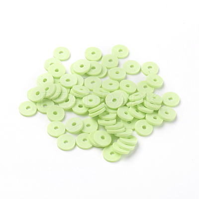 Flat Round Handmade Polymer Clay Beads CLAY-R067-6.0mm-24-1