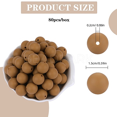80Pcs Round Silicone Focal Beads SIL-SZ0001-24-25-1