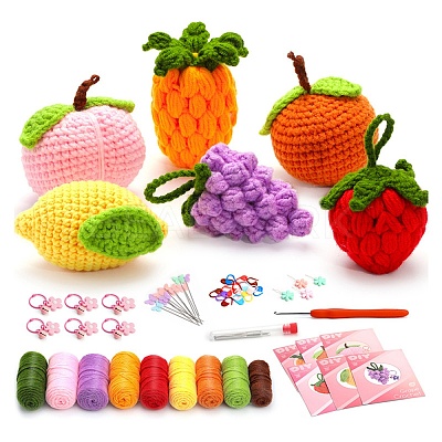 6 Style Fruit Yarn Knitting Beginner Kit DIY-F146-04-1