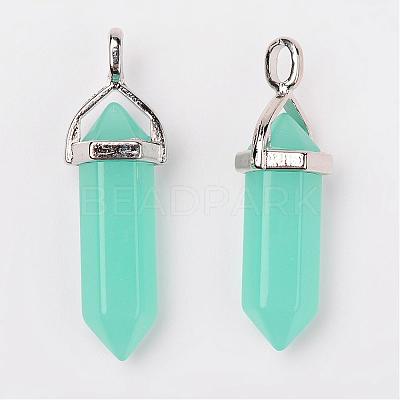 Bullet Imitation Jade Glass Pointed Pendants G-F295-01C-1