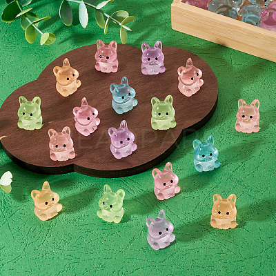 48Pcs 6 Colors Luminous Resin Dog Figurine DJEW-TA0001-43-1