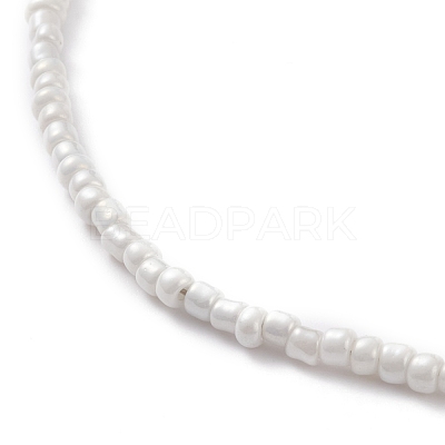 Round Glass Seed Beaded Necklaces NJEW-JN03207-03-1