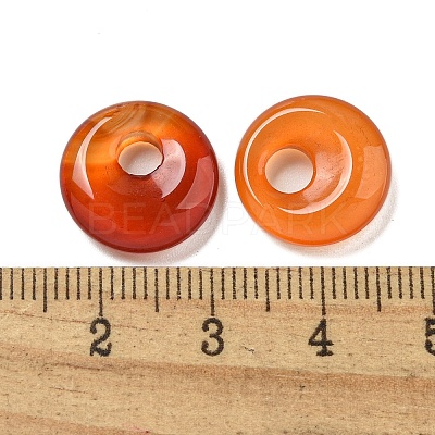 Natural Red Agate Donut/Pi Disc Charms G-G142-02P-1
