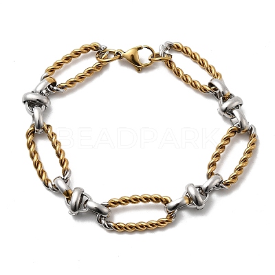 304 Stainless Steel Oval Link Chain Bracelets for Women BJEW-D377-01D-1