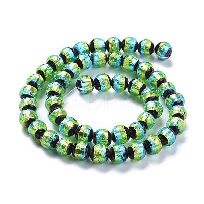 Handmade Silver Foil Lampwork Beads FOIL-K001-02B-8mm-1