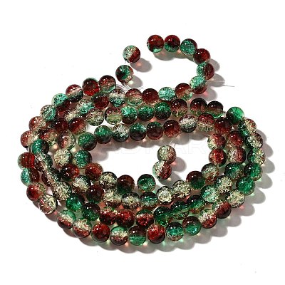 Christmas Theme Crackle Glass Beads Strands CCG-C002-8mm-04-1