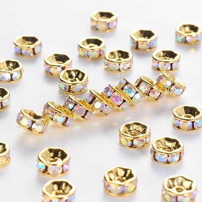 Brass Grade A Rhinestone Spacer Beads RSB039NF-02G-1