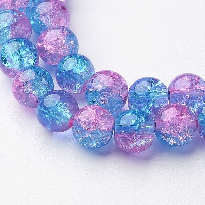 31~32 inch pinkt/ blue Crackle Glass Beads GGC8MM038-1
