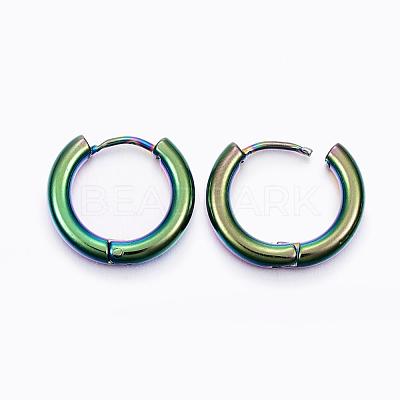 Ion Plating(IP) 304 Stainless Steel Huggie Hoop Earrings EJEW-F111-16mm-Y-1