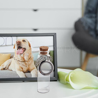 2Pcs Transparent Glass Empty Bottles with 304 Stainless Steel Locket Pendants AJEW-DR00035-1