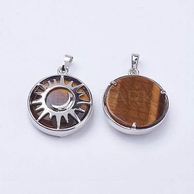 Natural Tiger Eye Pendants G-K234-B05-1
