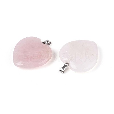 Natural Rose Quartz Pendants G-S364-006-1