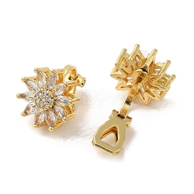 Rack Plating Real 18K Gold Plated Brass Sunflower Shape Clip-on Earrings EJEW-B034-05G-1