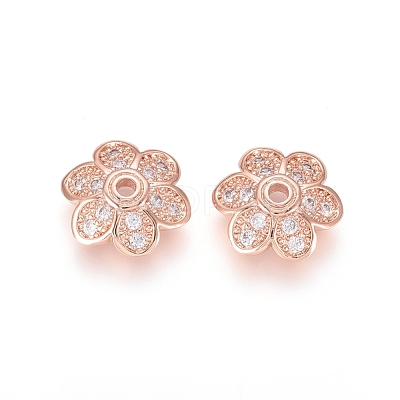 Brass Micro Pave Cubic Zirconia Bead Caps ZIRC-E163-23RG-1