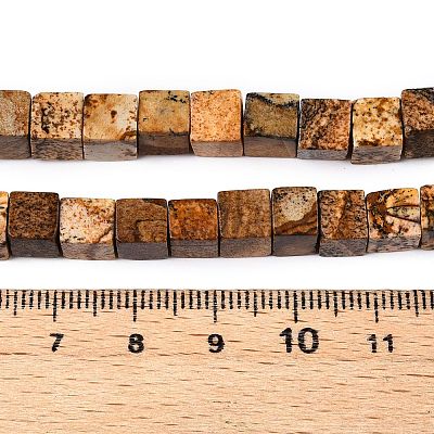 Natural Picture Jasper Beads Strands G-T139-6x6-27A-1