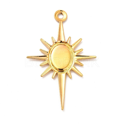 Rack Plating Brass Pendant Cabochon Settings LS-KK-E067-29G-1