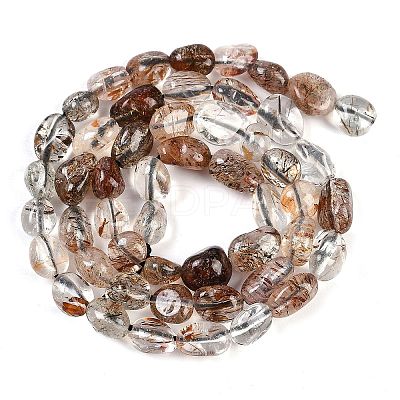 Natural Black Gold Rutilated Quartz Beads Strands G-P497-01A-16-1