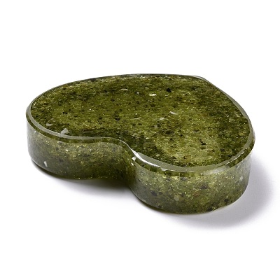 Resin with Natural Peridot Chip Stones Ashtray DJEW-F015-03C-1
