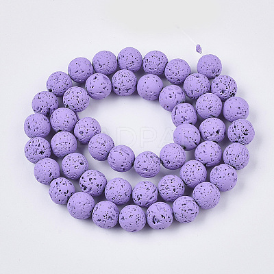 Spray Painted Natural Lava Rock Beads Strands X-G-N0324-C-06-1