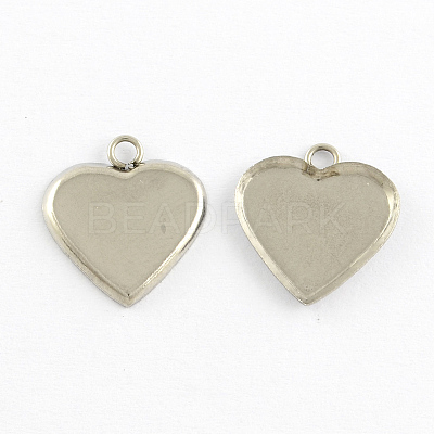 Tarnish Resistant Heart Stainless Steel Cabochon Settings Pendants STAS-Q168-11-1