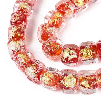 Handmade Foil Glass Beads Strands FOIL-Q002-04I-1