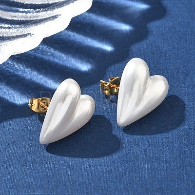 304 Stainless Steel Plastic Imitation Pearl Stud Earrings EJEW-R030-01G-04-1