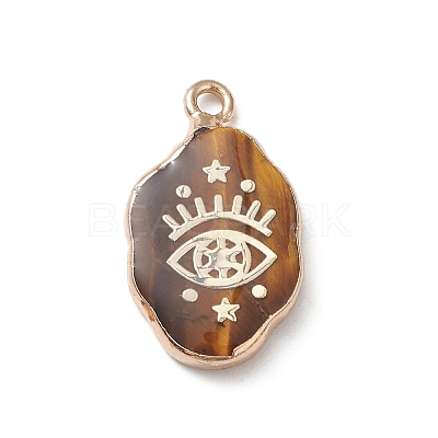 Natural Tiger Eye Pendants X-G-K333-01J-1