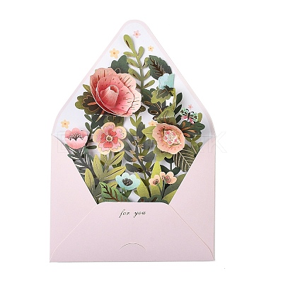 Pop Up 3D Flower Paper Greeting Cards AJEW-L102-01A-1