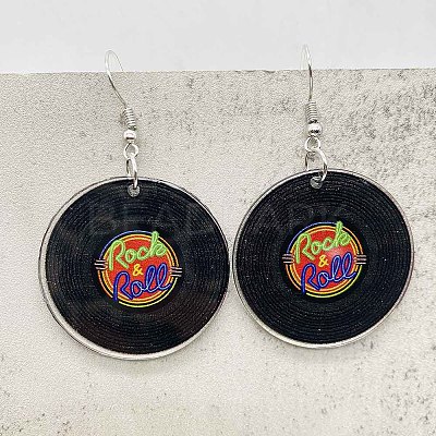 Alloy Acrylic Disc Dangle Earrings FS-WG804D6-08-1
