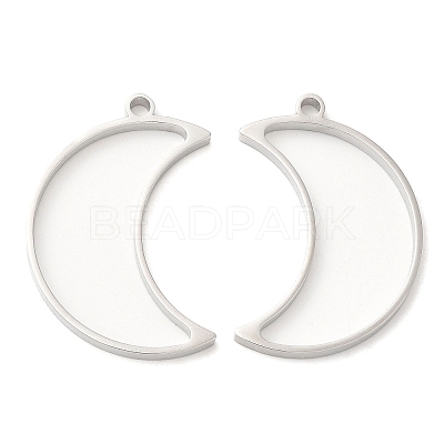 Non-Tarnish 304 Stainless Steel Open Back Bezel Moon Pendants STAS-Z040-07P-1