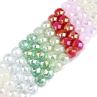 Electroplate Imitation Jade & Opaque & Transparent Glass Beads Strands EGLA-Q135-8MM-A07-1