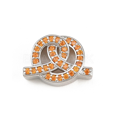 Brass Micro Pave Orange Cubic Zirconia Beads CU-CBAD306-22P-1