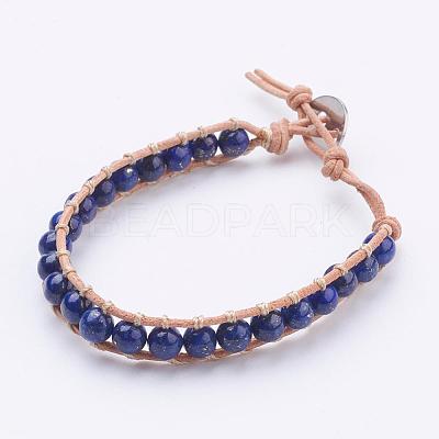 Cowhide Leather Cord Bracelets BJEW-JB03279-1