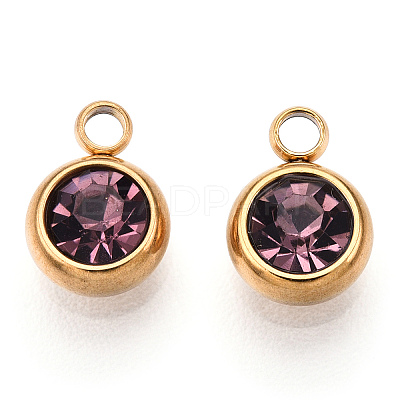 201 Stainless Steel Rhinestone Charms X-STAS-S068-06G-1