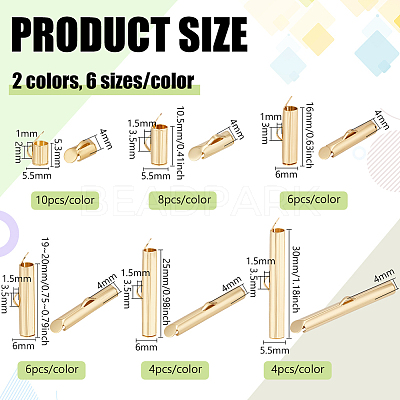 12 Styles 304 Stainless Steel Slide On End Clasp Tubes STAS-BC0003-99-1