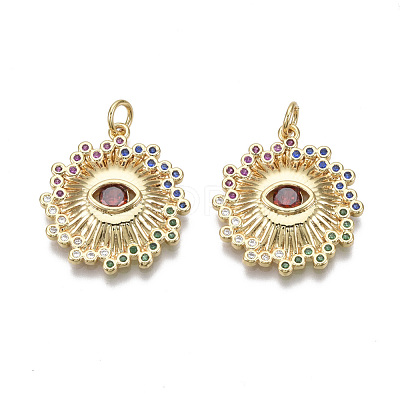 Brass Micro Pave Cubic Zirconia Pendants KK-R133-013G-NF-1