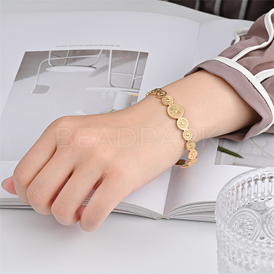 Flat Round 304 Stainless Steel Cuff Bangles for Women FS-WG0757B-01-1