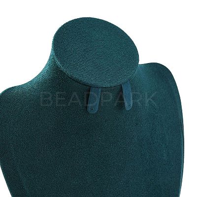 Bust Shaped Microfiber & Wood Jewelry Necklace & Earrings Display Stands NDIS-H042-01B-01-1